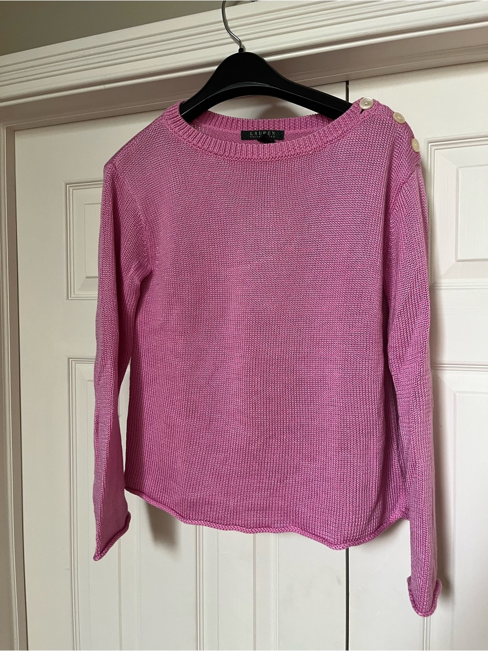 Ralph Lauren Pink w/Button Accent on Shoulder Knit Sweater